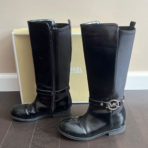 Michael Kors girls Winnie black zip up boot in box sz 13